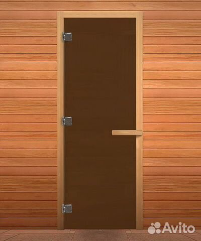 Дверь для бани. Бронза (8 мм, коробка осина)