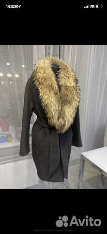 Пальто теплое с мехом демисезонное