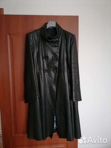 Кожаное пальто-плащ, 2XL