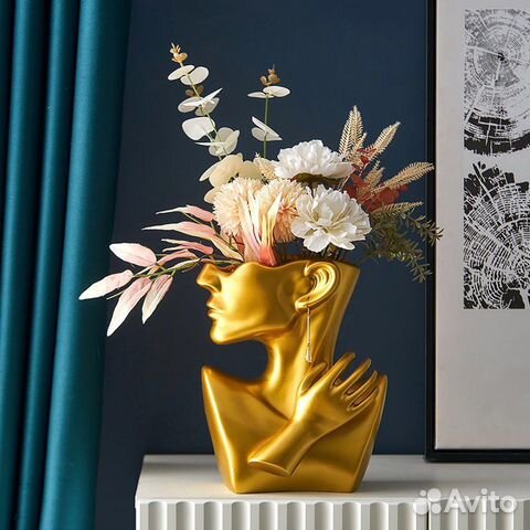 Кашпо голова/Ваза интерьерная/Ваза лицо