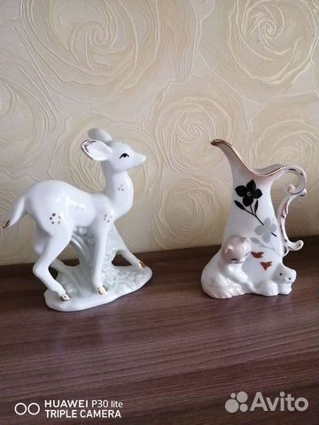 Фарфоровые статуэтки Олень и ваза