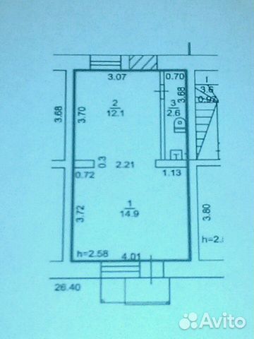 Своб. планировка, 30 м², 1/2 эт.