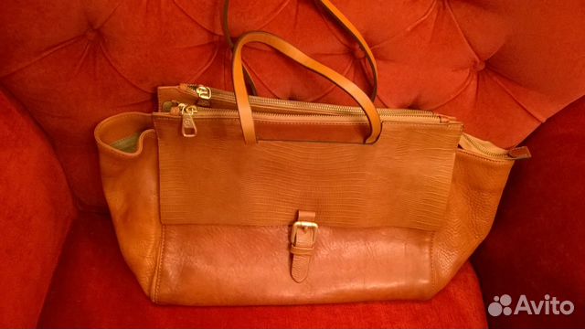 Кожаная сумка Massimo Dutti цвет коньячный