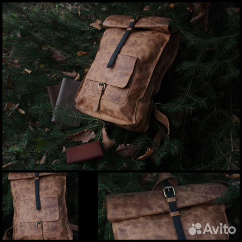 Рюкзак-скрутка эксклюзивный кожаный Real Leather Рюкзак-скрутка эксклюзивный кожаный Real Leather