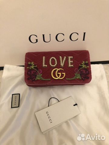 Клатч Gucci бархатный Marmont mini