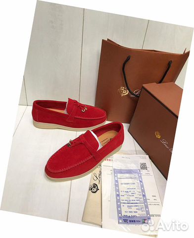 Лоферы красные Loro Piana