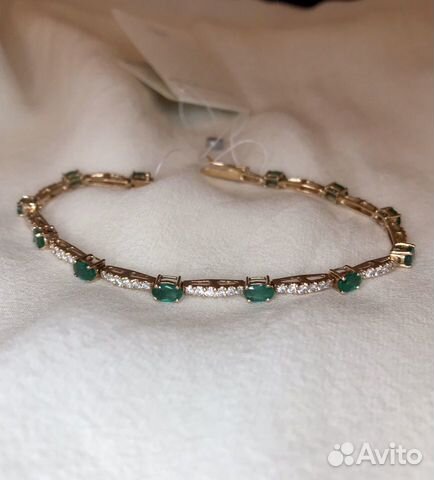 Золотой браслет с изумрудами и бриллиантами 3,5 Ct Золотой браслет с изумрудами и бриллиантами 3,5 Ct