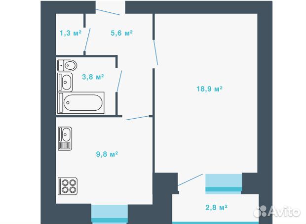 1-к квартира, 42 м², 2/10 эт.