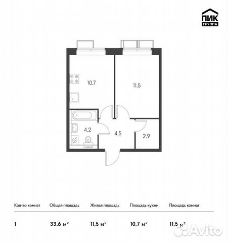 1-к квартира, 33.6 м², 25/25 эт. 1-к квартира, 33.6 м², 25/25 эт.
