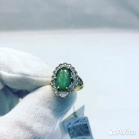 Золотое кольцо с изумрудом 5.8 ct