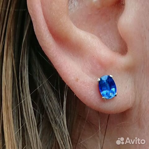 Серьги кианит натуральный, серебро 925