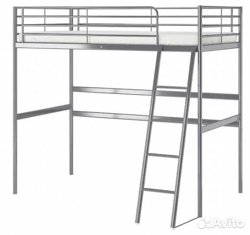 Кровать-чердак svarta (IKEA) серебристая Кровать-чердак svarta (IKEA) серебристая