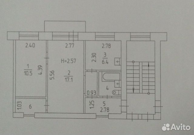 2-к квартира, 44 м², 3/3 эт.