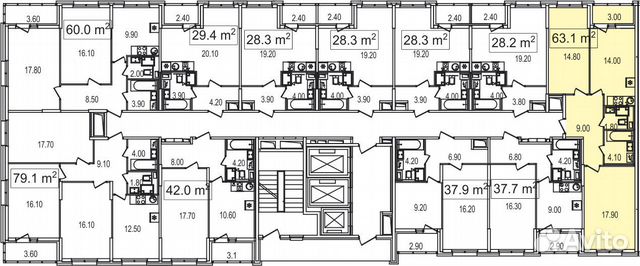 2-к квартира, 63.1 м², 15/25 эт. 2-к квартира, 63.1 м², 15/25 эт.