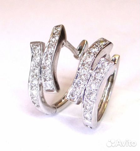 Серьги из белого золота 585 пробы с бриллиантами