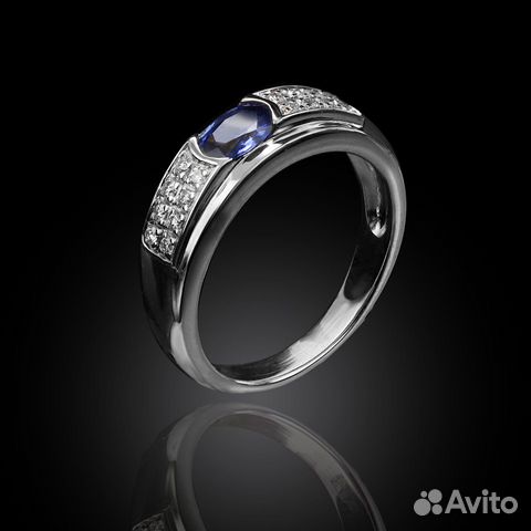 Кольцо из б.з. с сапфиром 0,45ct и брилл. 0,11ct