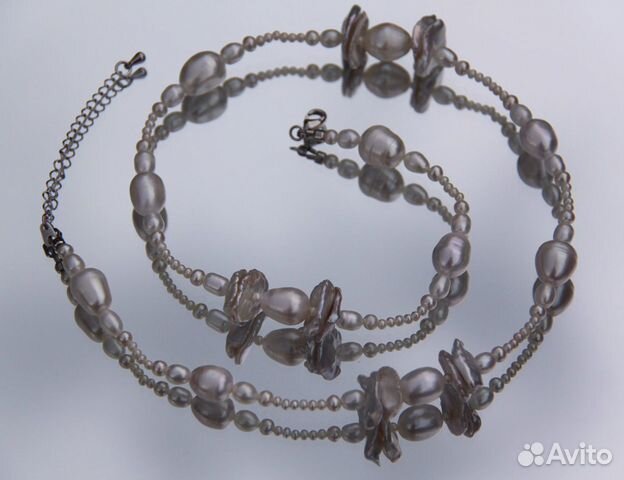 Жемчужное ожерелье с родированной фурнитурой