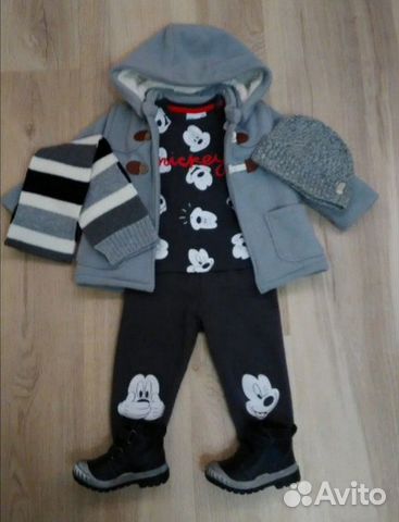 Пальто, костюм, ботинки, шапка