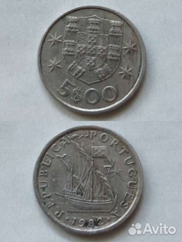Монета 5 эскудо 1982 года Португалия