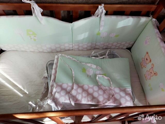Бортик в кроватку+ постельное белье