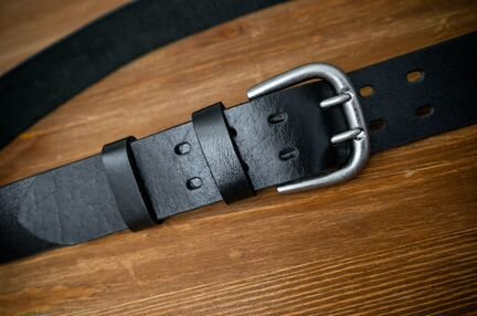 Ремень Мужской Кожаный 45 мм Широкий Черный крс