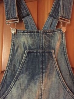 Джинсовая юбка-комбинезон размер S