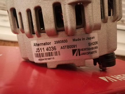 Генератор herth+buss jakoparts J5114036 новый