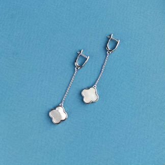 Серьги перламутр цепочка длинные