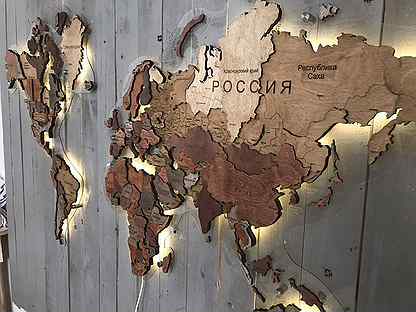 Карта мира на стену интерьерная
