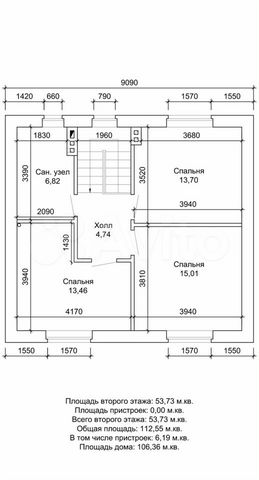 Коттедж 106 м² на участке 5 сот.