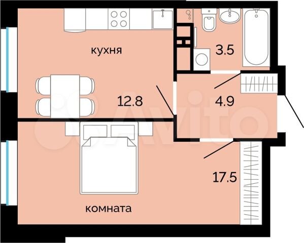 1-к. квартира, 38,7 м², 22/25 эт.