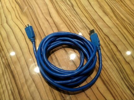 Кабель micro USB B (M), USB A (M), 3м, синий