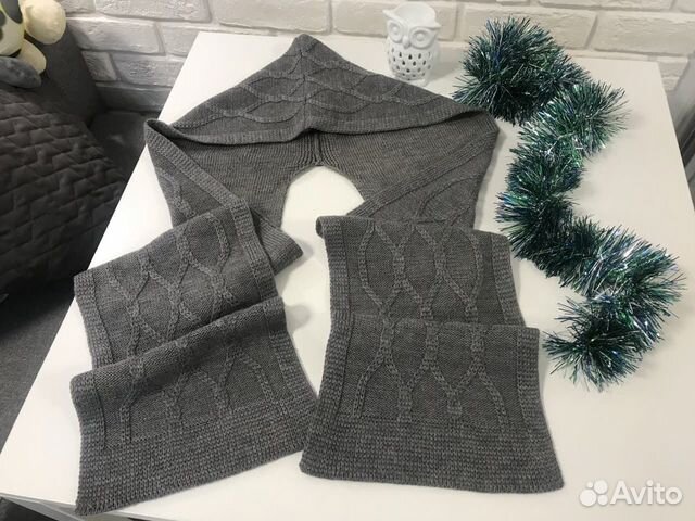 Шарф капюшон вязаный