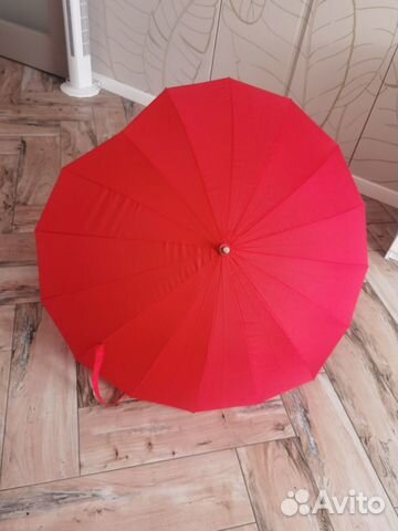 Зонт трость в виде сердца красный