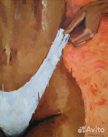 Белое бикини. Масло, хлопок. Картина