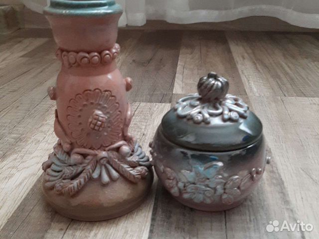 Подсвечник и шкатулка, керамика