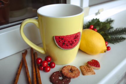 Кружка с реалистичным арбузом. Ручная работа