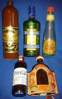 Бутылки,штофы-жезл,кетчуп,бальзам,Becher,Мамахуана