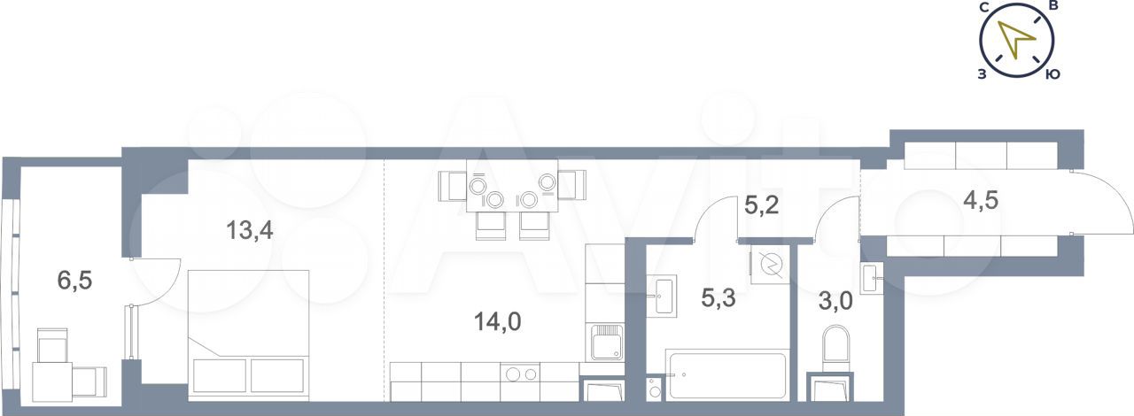 Планировка квартир сургут 1-к. квартира, 51,9 м², 3/25 эт. на продажу в Сургуте Купить квартиру Авито