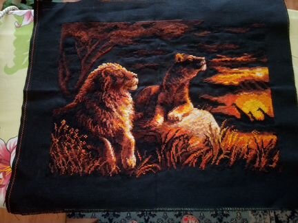 Картина:Львы- закат