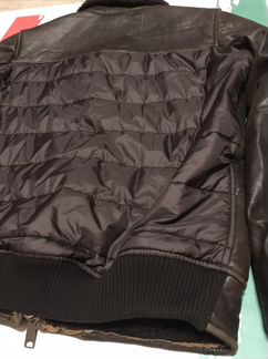 Новая утепленная кожаная куртка бомбер мужская