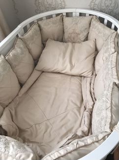 Комплект в кроватку одеяло бортики для новорожденн