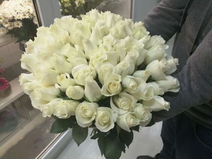 Розы белые 70 см (Россия, Кения, Эквадор)