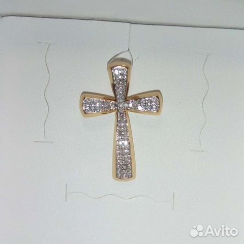 Золотой крестик с бриллиантами новый