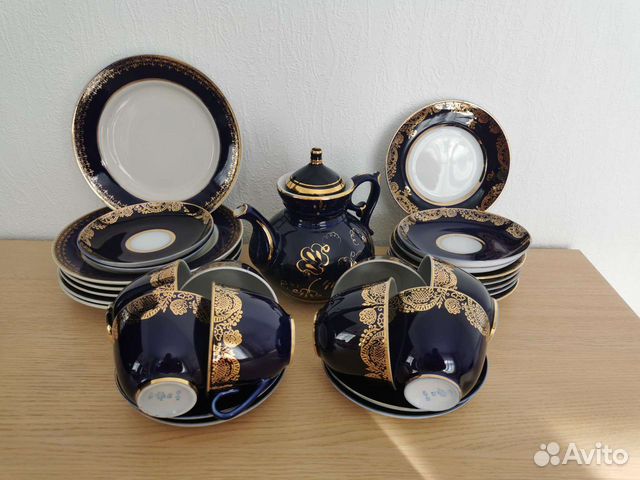 Чайный сервиз кобальт/золото