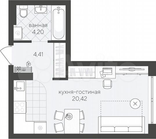 Квартира-студия, 29 м², 4/4 эт.