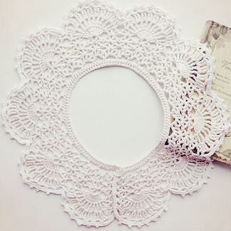 Молочный хлопковый кружевной воротничок