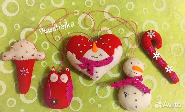 Ёлочные игрушки из фетра