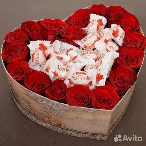 Сердце из роз.Розы в коробке