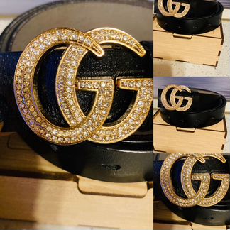 Кожаный ремень Gucci со стразами
